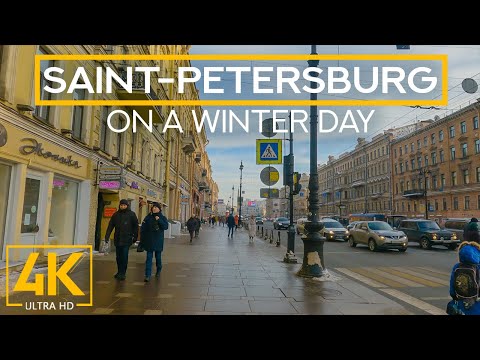 Видео: Санкт-Петербург солнечным зимним днем (4K UHD) - Прогулка по городу