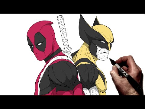 Видео: Как нарисовать Дэдпула и Росомаху | Пошаговое руководство | Marvel