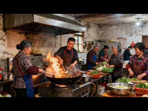 Видео: Разворачивается оживленная сцена: на китайской сельской кухне готовят роскошный пир на 1500 человек!