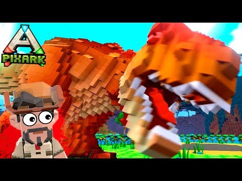 Видео: ОХОТА на ОПАСНЫХ ДИНОЗАВРОВ!! - Выживание в АРК Майнкрафт (PixArk)