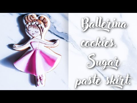 Видео: Пряник балерина с объемной мастичной юбкой. Ballerina cookies.  Sugar paste skirt. #icingcookies
