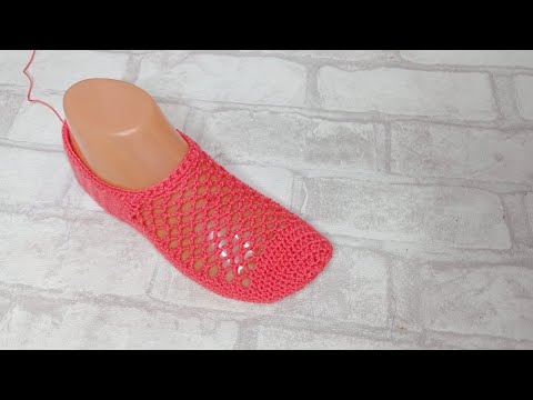 Видео: өрнекті жаздық шұлық  тоқып үйрену.ажурные следки крючком/Slipper crochet. çeyizlik patik modelleri