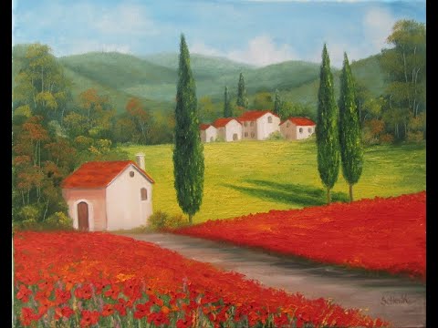 Видео: Картина "Тоскана". Рисуем итальянский пейзаж