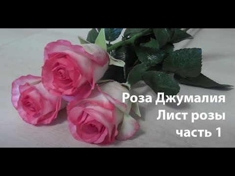 Видео: Реалистичная роза из фоамирана на стебле, без молдов.  Сделаем листья, как у живой розы.