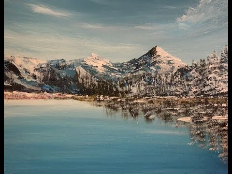 Видео: Как рисовать снежные горы. Акрил. How to paint snow on the mountains in acrylic