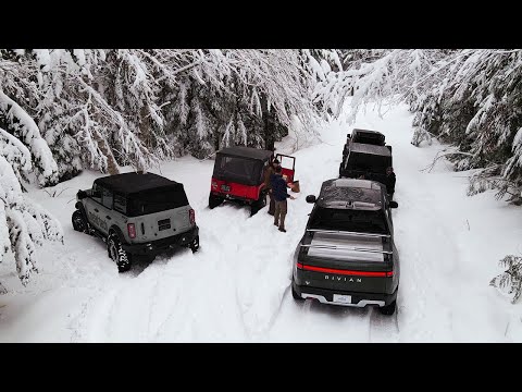 Видео: Bronco, Rivian, FJ40 и Jeep в глубоком снегу | Орегон Бэккантри