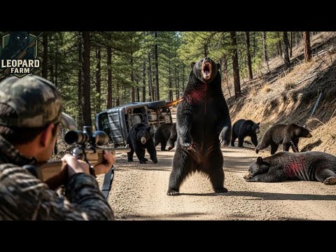 Видео: 🔥Шокирующие кадры! Девять гигантских чёрных медведей вторглись на ферму — их застрелили на камеру!