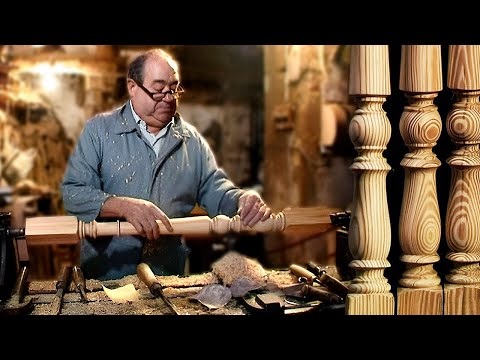 Видео: Токарная обработка деревянной балясины для перил лестницы. Так работает токарь-ремесленник