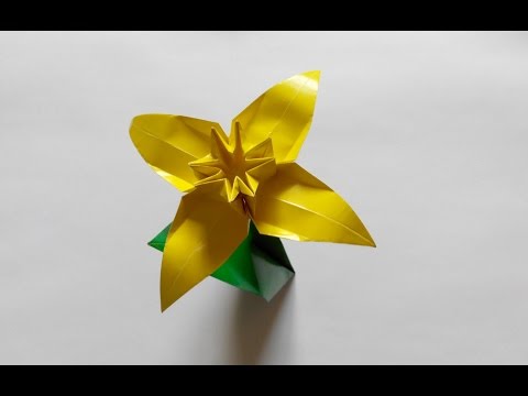 Видео: Нарцисс оригами, 4 лепестка (František Grebeníček), Narcissus origami, 4 petals