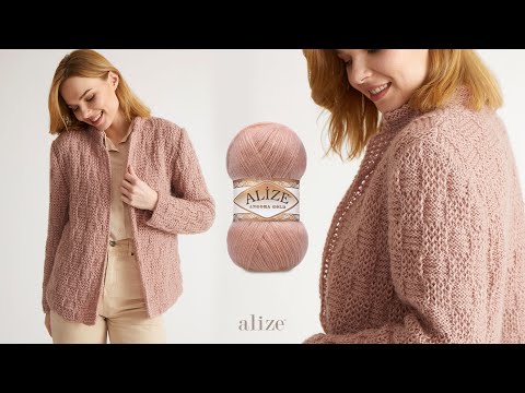 Видео: Кардиган Armor & Basketweave Knit с Alize Angora Gold