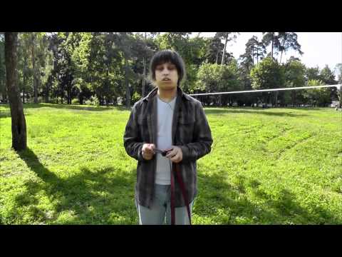 Видео: Установка слэклайна "примитивным" методом. 1 часть.