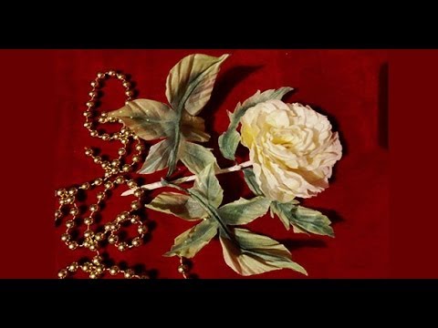 Видео: Роза по японской выкройке. Гильоширование или выжигание по ткани