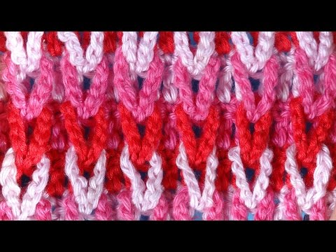 Видео: Узоры крючком   Разноцветный узор 61