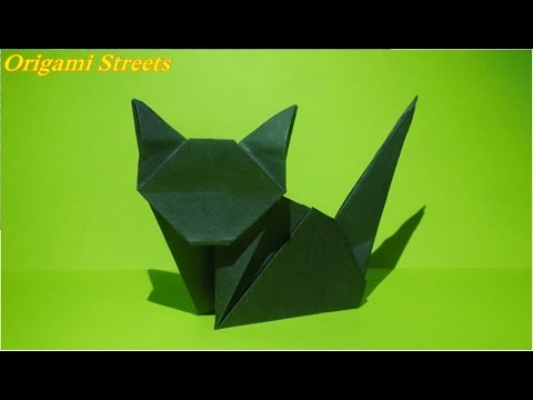 Видео: Как сделать кошку из бумаги. Оригами кошка