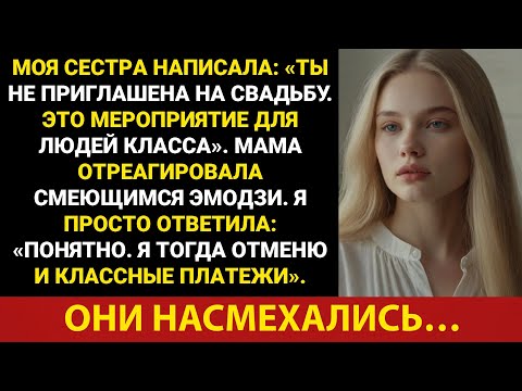Видео: Моя сестра написала: «Тебя не приглашают на свадьбу. Это шикарное мероприятие». Мама...