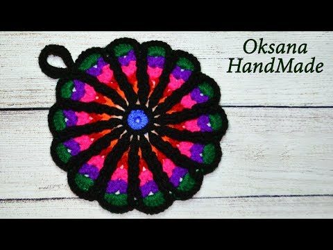 Видео: Прихватка-подставка крючком. Мастер класс. Stand, potholder crochet