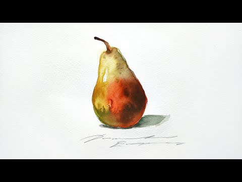 Видео: Груша акварелью за 15 минут/ Pear watercolor in 15 minutes