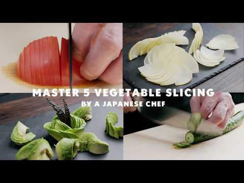 Видео: Как нарезать 5 овощей в японском стиле: помидоры, авокадо, огурцы, лук и картофель