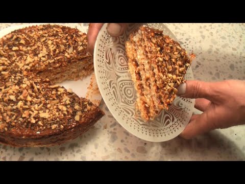 Видео: Вафельный торт с сгущенкой и орехами за 10 минут. #еда #торт #cake