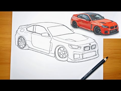 Видео: Рисунок автомобиля BMW M2 🔥|Как нарисовать BMW!