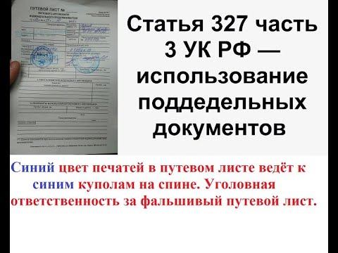 Видео: Фальшивый путевой лист, ст. 327 УК РФ. Как синие печати в путевом, ведут к синим куполам на спине.