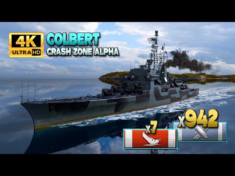 Видео: крейсер Кольбер: Отличная игра на карте Crash Zone Alpha - World of Warships