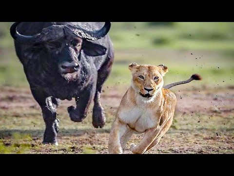Видео: Хищники в деле, львица попалась на рога. Самые эпичные битвы диких животных за "5 минут"