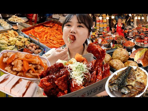 Видео: Корейский рынок Уличная еда Мукбанг😋на рынке Синвон в Сеуле: острая курица, креветки, ттокпокки