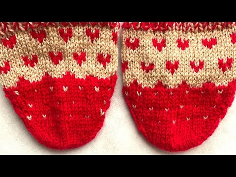 Видео: Узор "Сердечки" для следков и носков #knittingsocks #вязаныеноски)