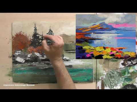 Видео: Алтай.  Картина мастихином и кистью