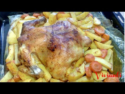 Видео: Печено пиле с картофи в плик