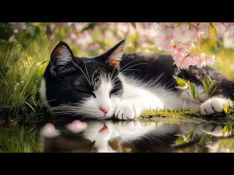 Видео: (Без рекламы) Расслабляющая музыка для кошек | Спокойные звуки арфы и мурлыканья для успокоения в...