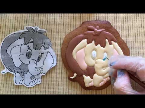Видео: Имбирные пряники Роспись Айсинг Пряник Мамонтёнок