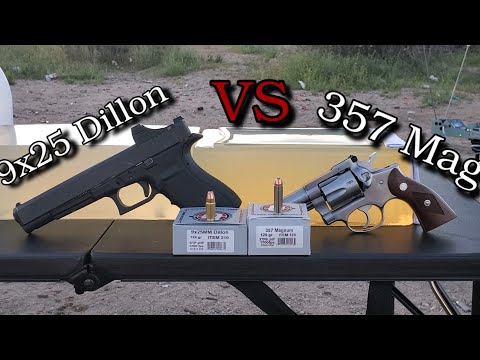 Видео: 9x25 мм Dillon против 357 Magnum (тест на баллистический гель)