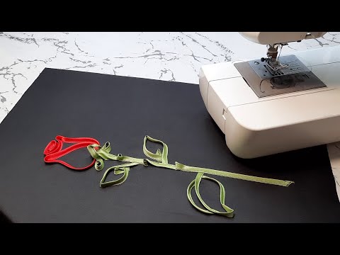 Видео: Интересный вариант розы из окантовки. Аппликация на ткани. Application on fabric.