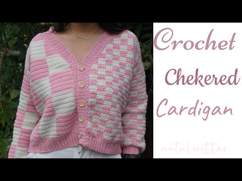 Видео: Как связать крючком клетчатый кардиган | легкое вязание крючком | nataliesttar