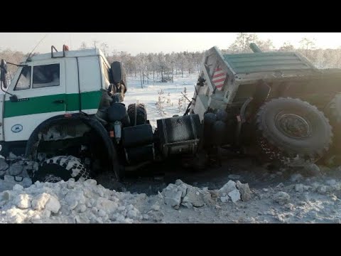 Видео: Мастерство и безбашенность водителей тяжелой техники на севере