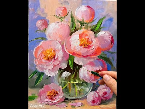 Видео: Пионы маслом Peonies  oil painting