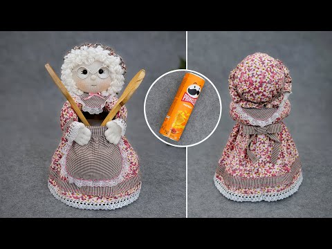 Видео: Милая Бабулечка - Ваш помощник на кухне👵🏻Без швейной машинки🧵Без выкройки🪡Из баночки от чипсов😍