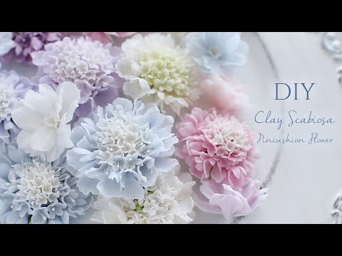 Видео: DIY Как сделать цветок скабиозы из глины | холодный фарфор | сахар | жевательная паста