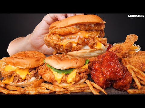 Видео: бургер и жареный цыпленок KFC BURGERS 🍔 CHICKEN 🍗 FRENCH FRIES 🍟 ASMR MUKBANG