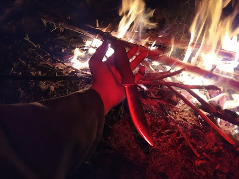 Видео: Нож🔪 Росомаха Южный Крест gak -108 от mil-tec обзор & бушкрафт⛺ заблудился ночью в лесу🌲