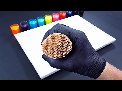 Видео: Рисование с использованием более 400 зубочисток и жидких акриловых красок