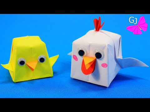 Видео: Пухлые животные - Цыпленок и курица из бумаги / Origami Chicken and Hen