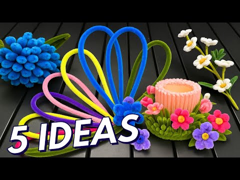 Видео: 🌼 Эти 5 поделок цветов из ершиков — НЕВЕРОЯТНЫЕ! 😱 Такие простые и красивые!