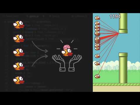 Видео: ИИ уничтожает Flappy Bird на JavaScript NEAT