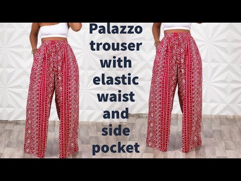 Видео: Как раскроить и сшить брюки палаццо с эластичным поясом и боковым карманом/Простой урок