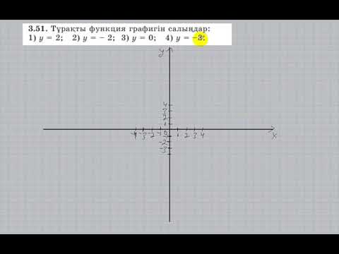Видео: 7 сынып. Алгебра. 3.51 есеп. Тұрақты функция графигін салу.