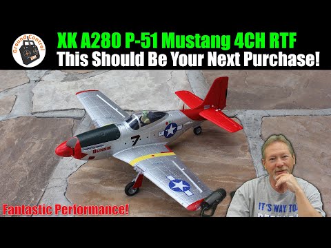 Видео: Это должно стать вашей следующей покупкой! Система XK A280 P-51 Mustang 3D/6G 560 мм 4 канала RTF!