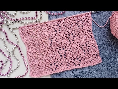 Видео: САМЫЙ КРАСИВЫЙ узор спицами "АЖУРНЫЕ ЛИСТЬЯ"/ Схема узора/ Very beautiful openwork pattern